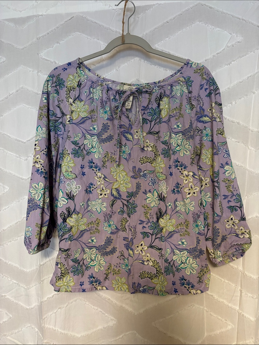 St. John's Bay Lavender Floral Peasant Blouse